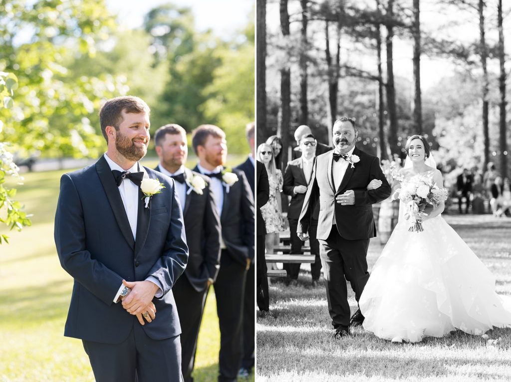 bride walking down the aisle  | Raleigh NC Wedding photographer