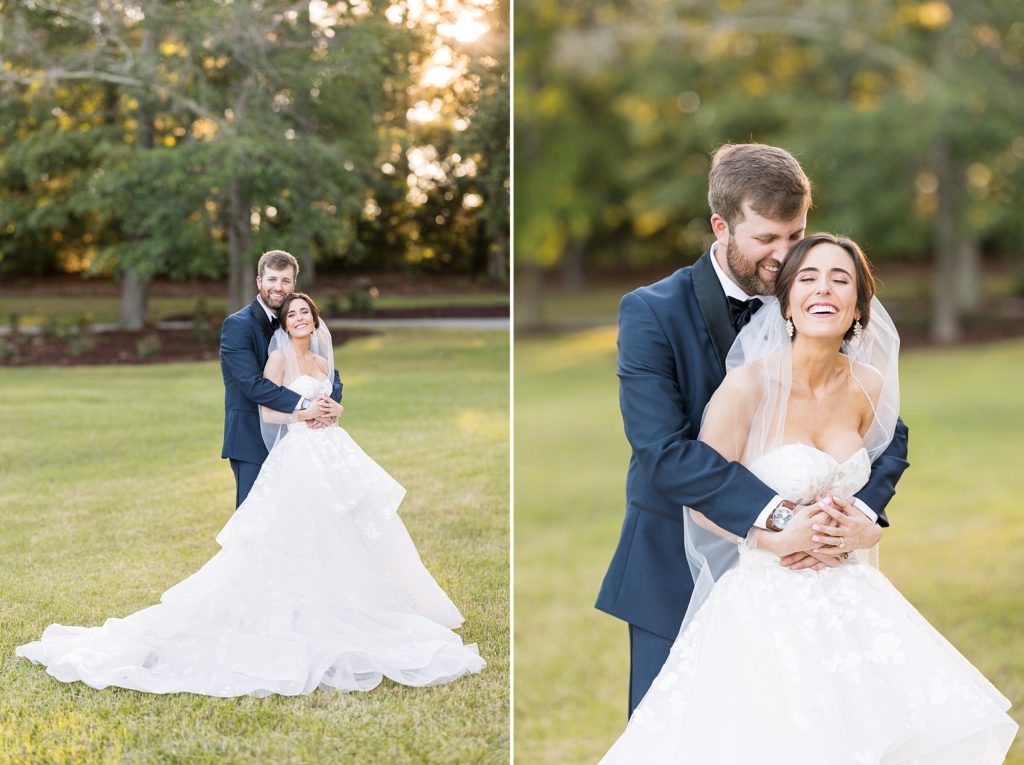 groom embracing bride | Raleigh NC Wedding photographer
