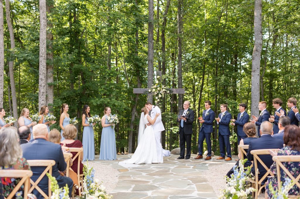 The bride and groom share their first kiss | Carolina Grove | Raleigh NC Wedding Photographer | Sarah Hinckley Photography