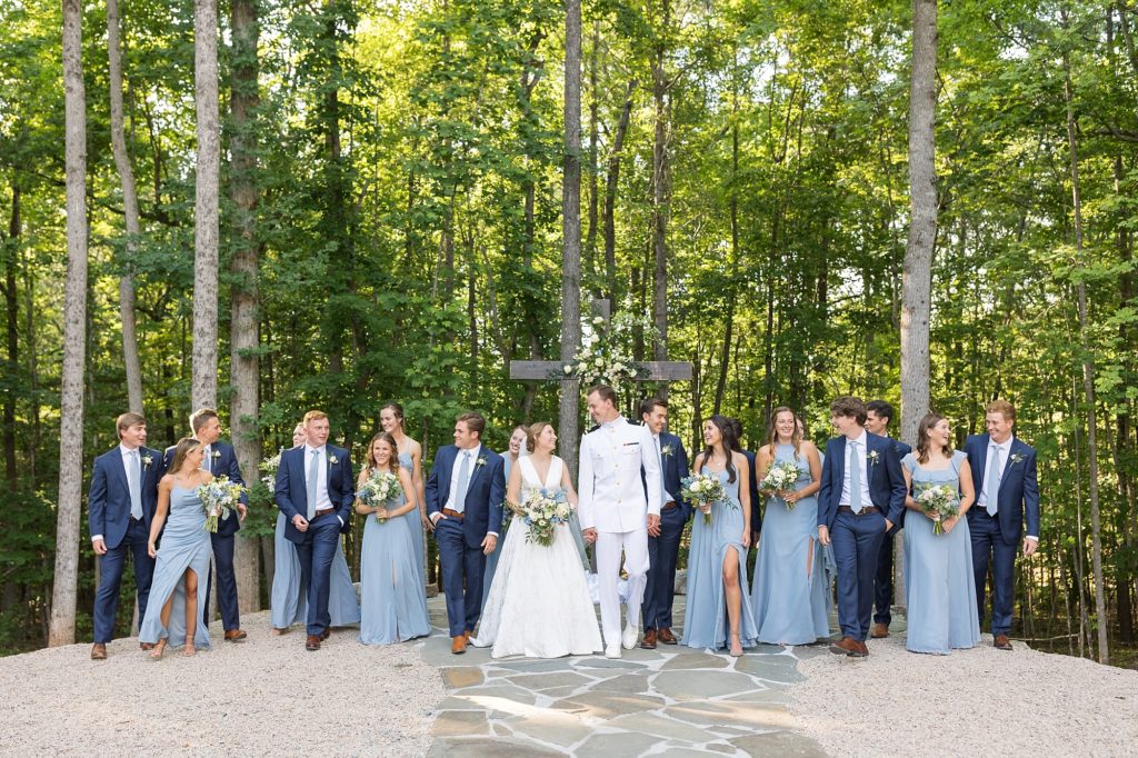 Dusty blue and navy bridal party attire  | Carolina Grove | Raleigh NC Wedding Photographer | Sarah Hinckley Photography