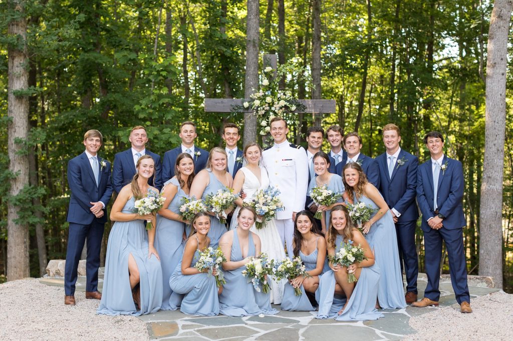 Dusty blue and navy bridal party attire  | Carolina Grove | Raleigh NC Wedding Photographer | Sarah Hinckley Photography