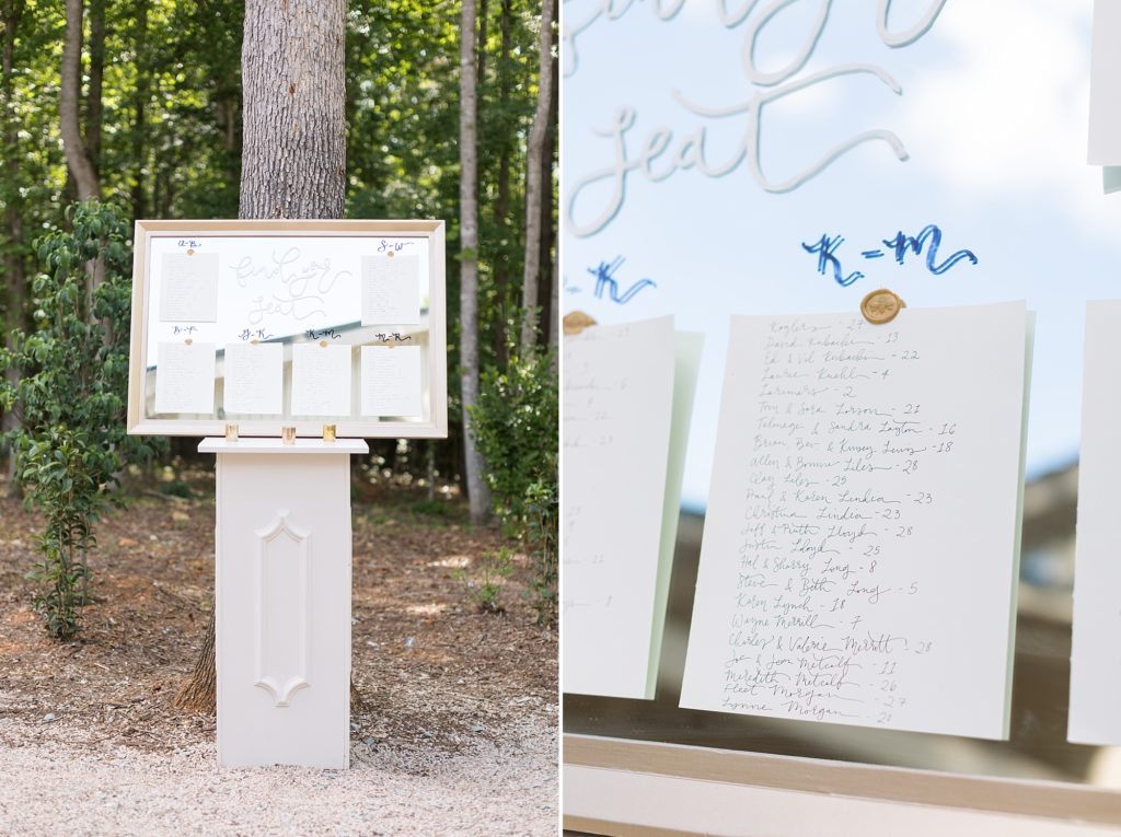 Mirrored seating chart | Carolina Grove | Raleigh NC Wedding Photographer | Sarah Hinckley Photography