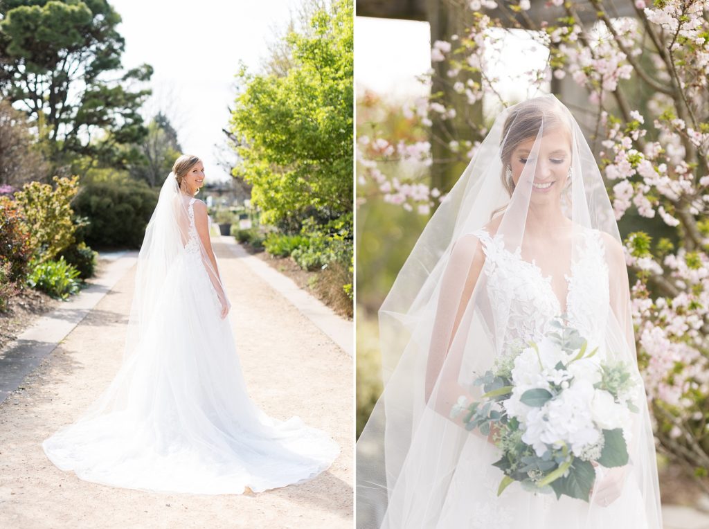 bride with veil covering | Raleigh wedding & bridal portrait photography