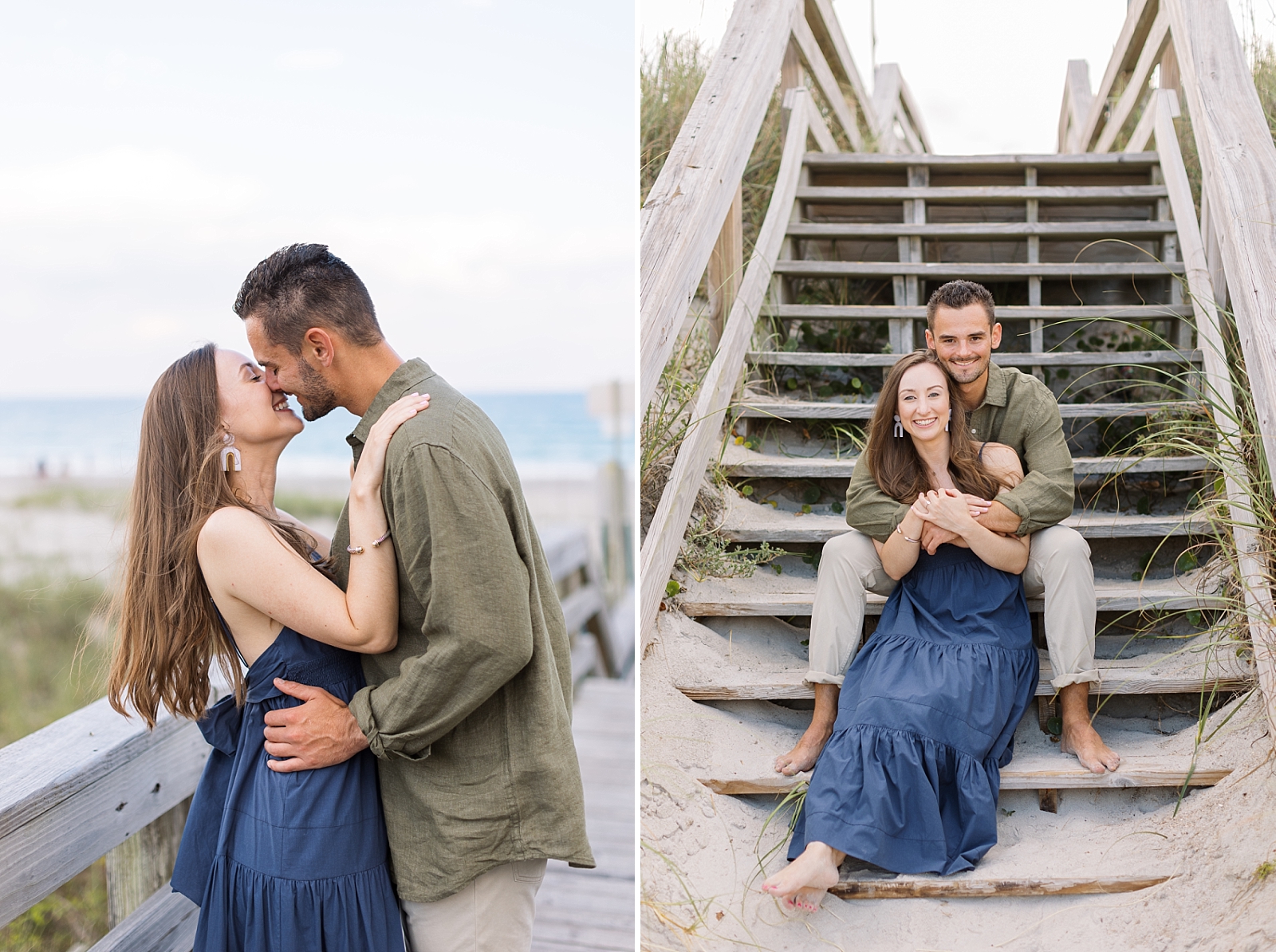 Joyful and romantic engagement photos in the summer on the beach at Topsail | Raleigh North Carolina Wedding Photographer