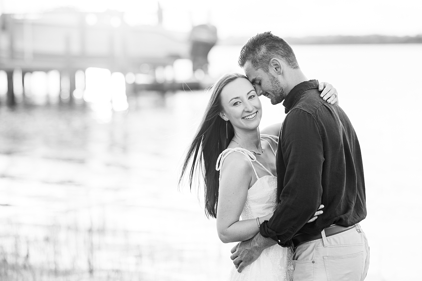 Black and white photos at the sound at Topsail | Raleigh North Carolina Wedding Photographer