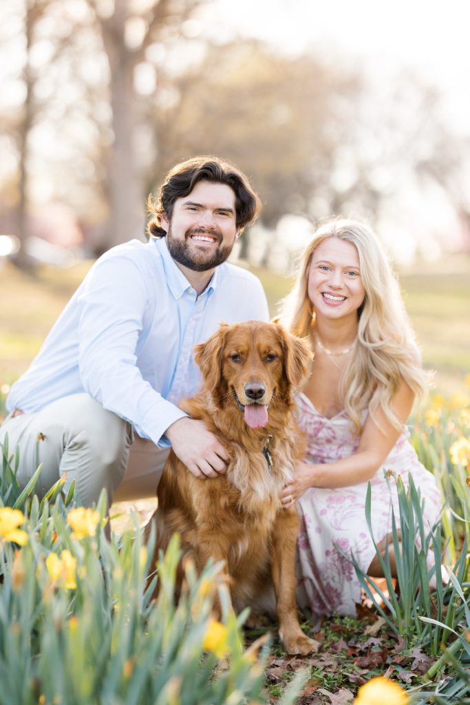 When the daffodils and sunflowers are blooming, Dix Park in Raleigh is a great place for engagement photos.