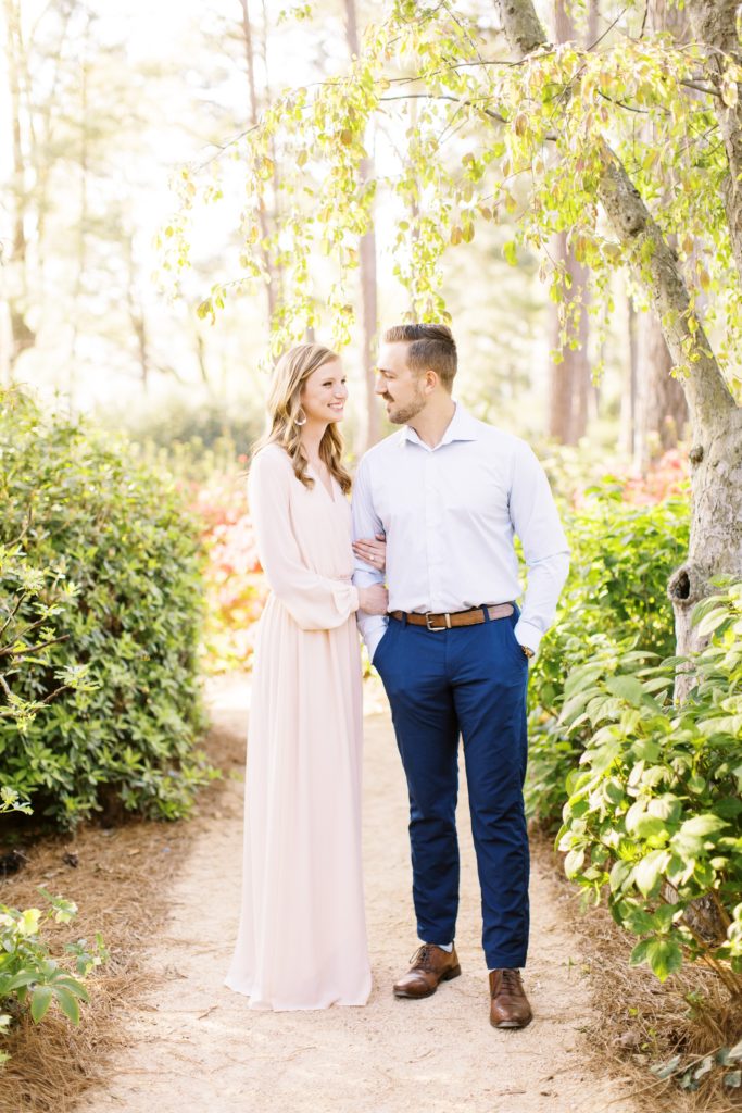 WRAL Azalea in Raleigh is a beautiful place for engagement photos in the Spring and summer.