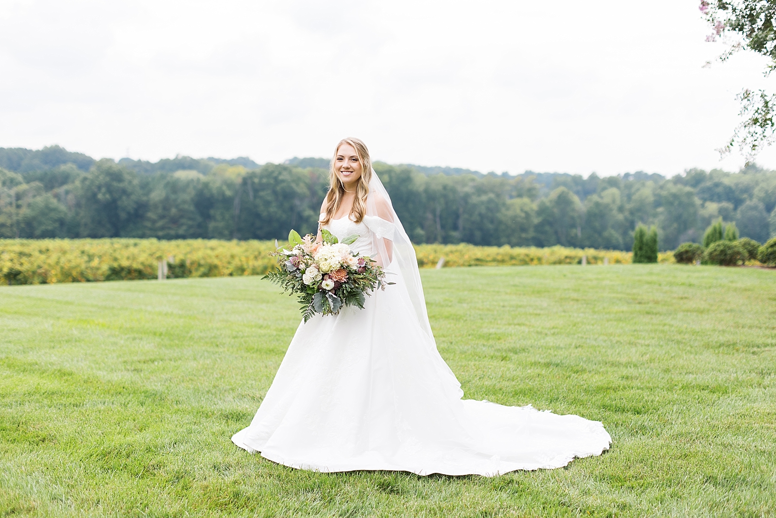 Bride out on the lawn | NC Wedding Photographer | VA wedding photographer | Vineyard Weddings
