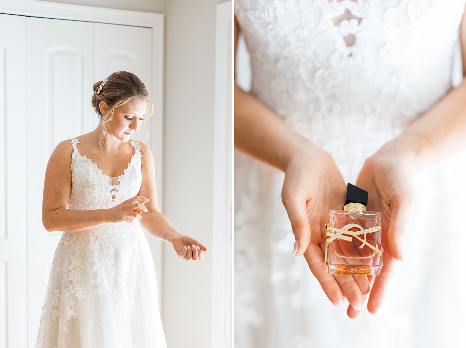 Bride putting on perfume | Raleigh Wedding Photographer Sarah Hinckley