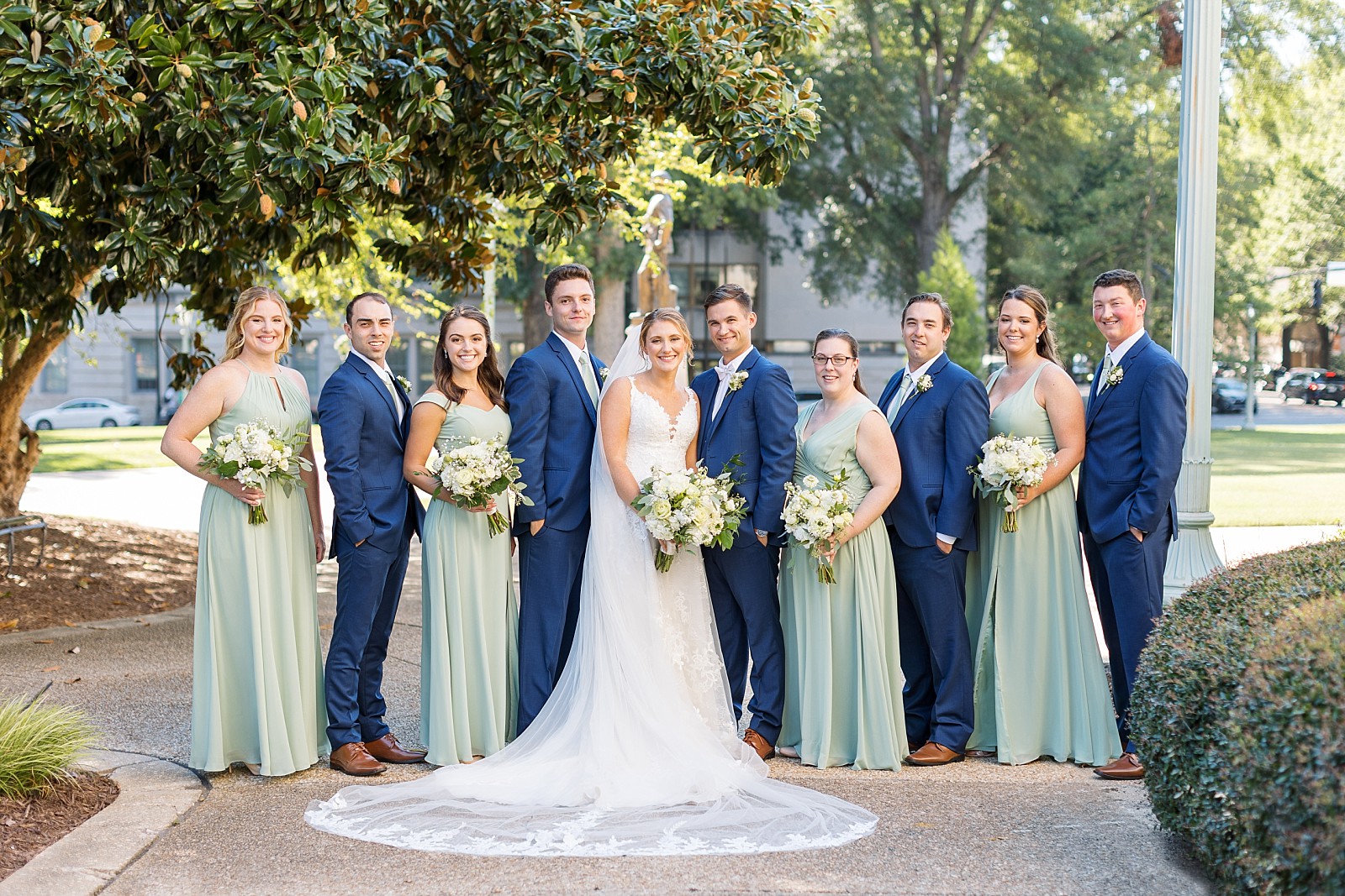 Wedding party outside Sacred Heart Catholic Church | Raleigh Wedding Photographer Sarah Hinckley