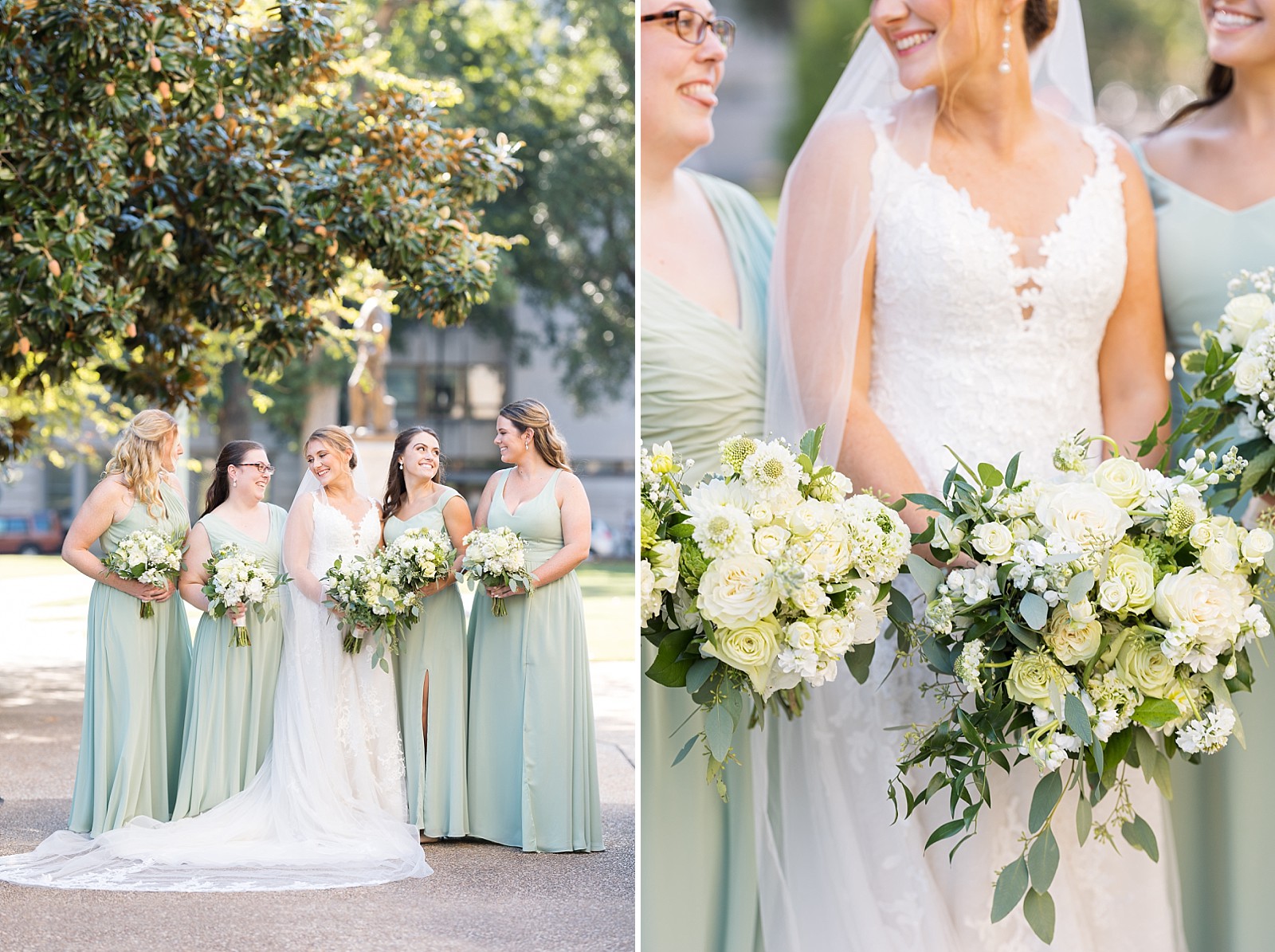 Bridesmaids in pastel green | Raleigh Wedding Photographer Sarah Hinckley