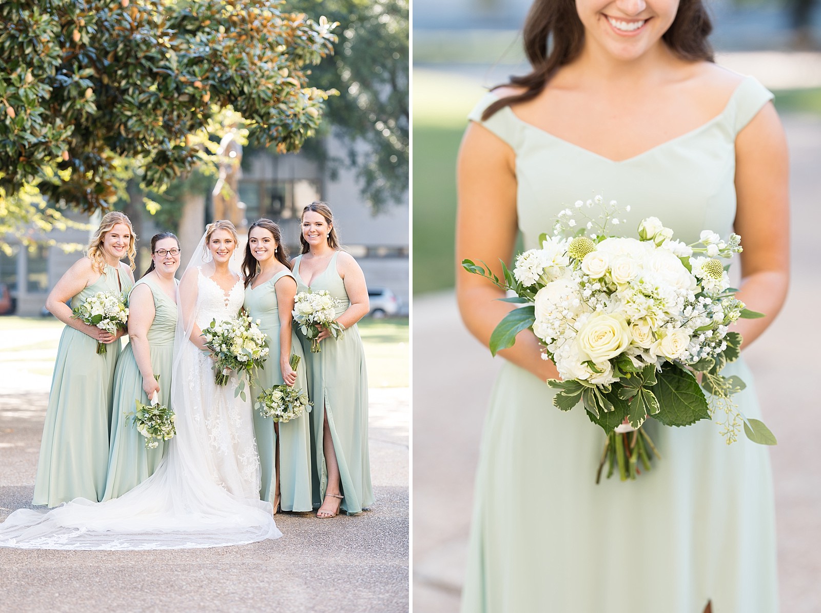 Bridesmaid with all white bouquet | Raleigh Wedding Photographer Sarah Hinckley