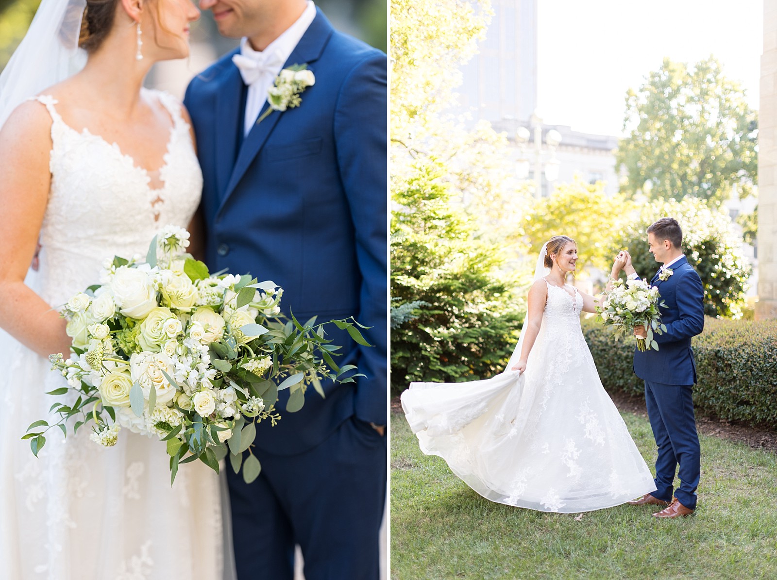 Bride and groom outside | Raleigh Wedding Photographer Sarah Hinckley