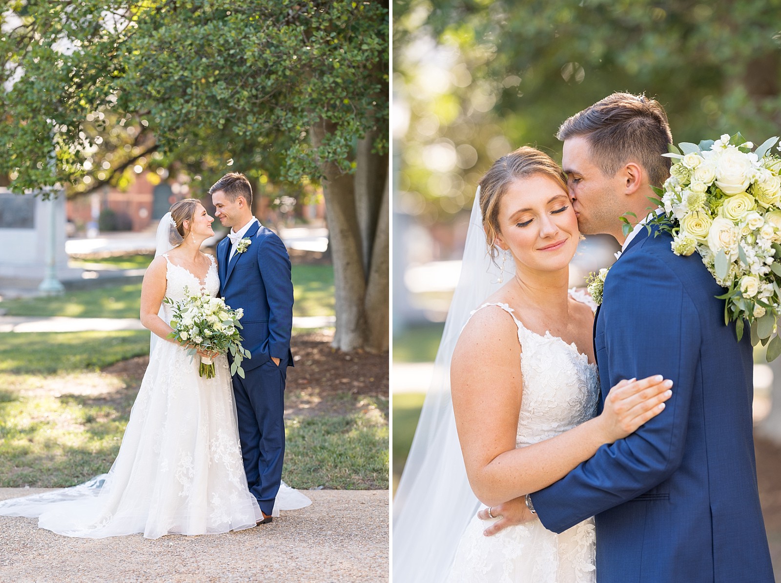 Groom kissing the bride | Raleigh Wedding Photographer Sarah Hinckley