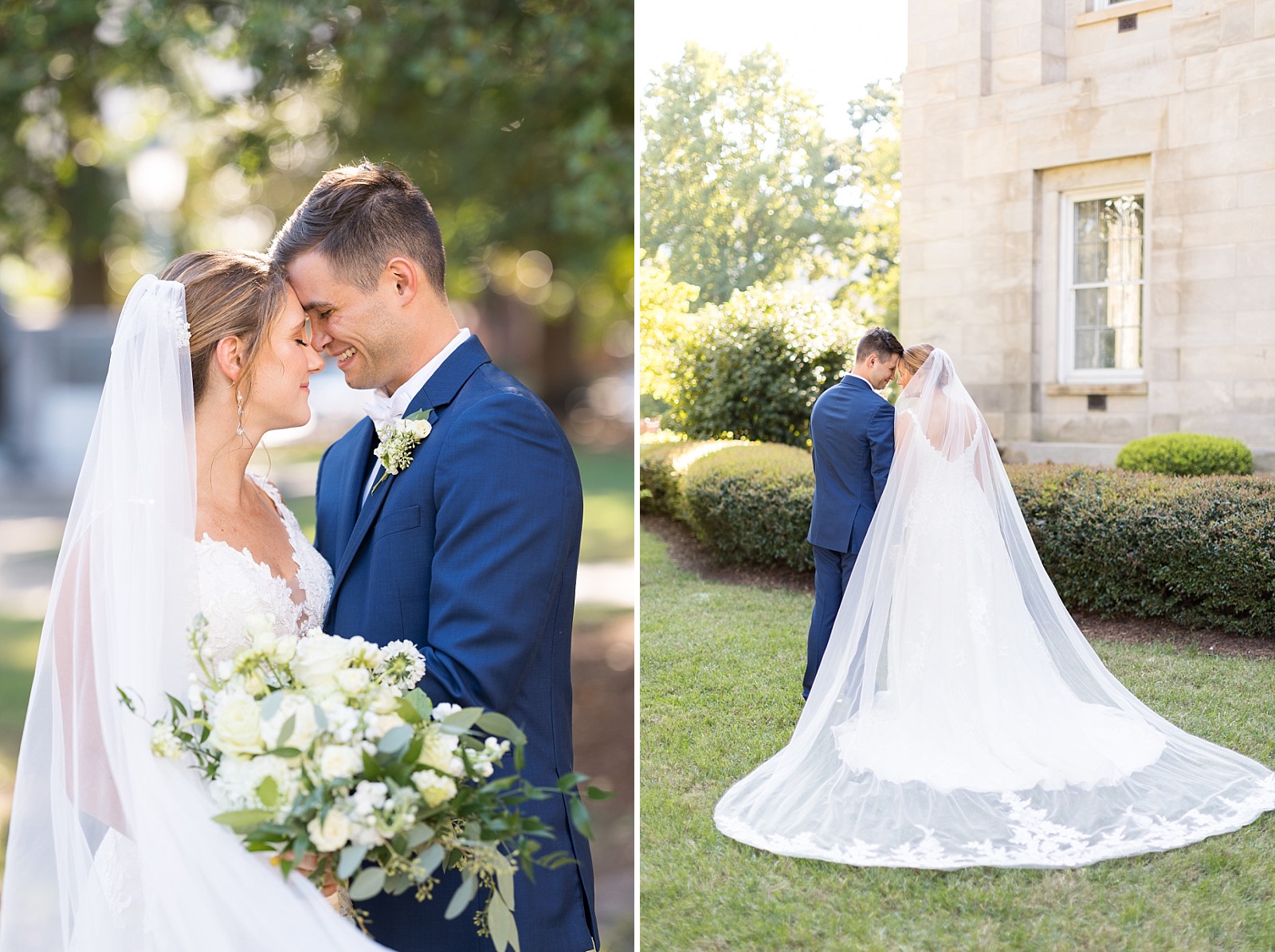 Bride and groom outside Sacred Heart Catholic Church | Raleigh Wedding Photographer Sarah Hinckley