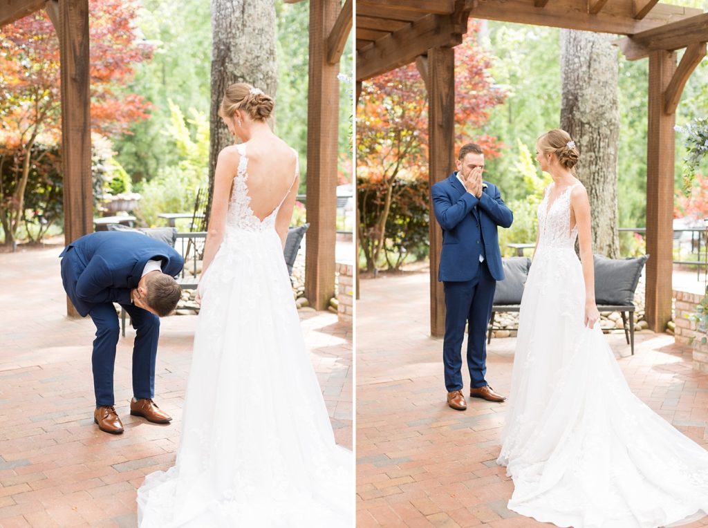 A groom has a speechless reaction to seeing his bride for the first time.