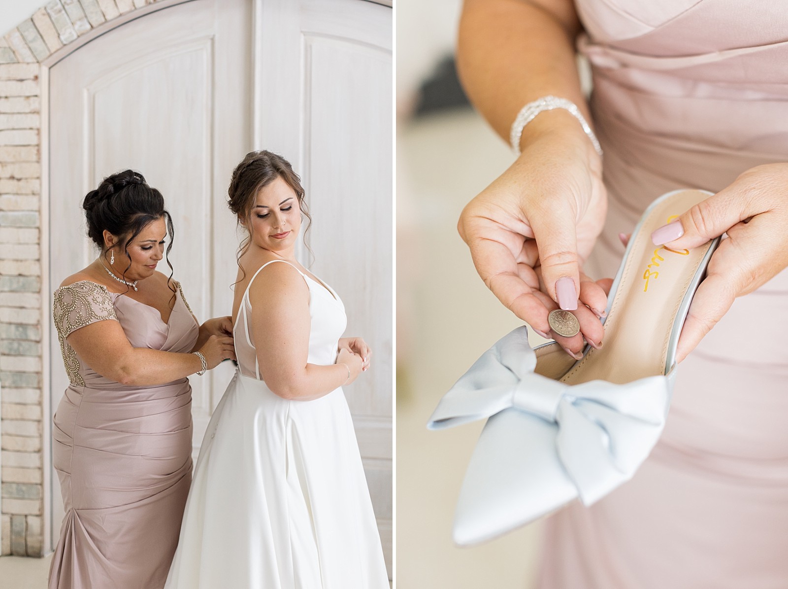 The bride had a sixpence in her shoe that had been passed down from family at Wrightsville Manor | North Carolina Wedding Photographer