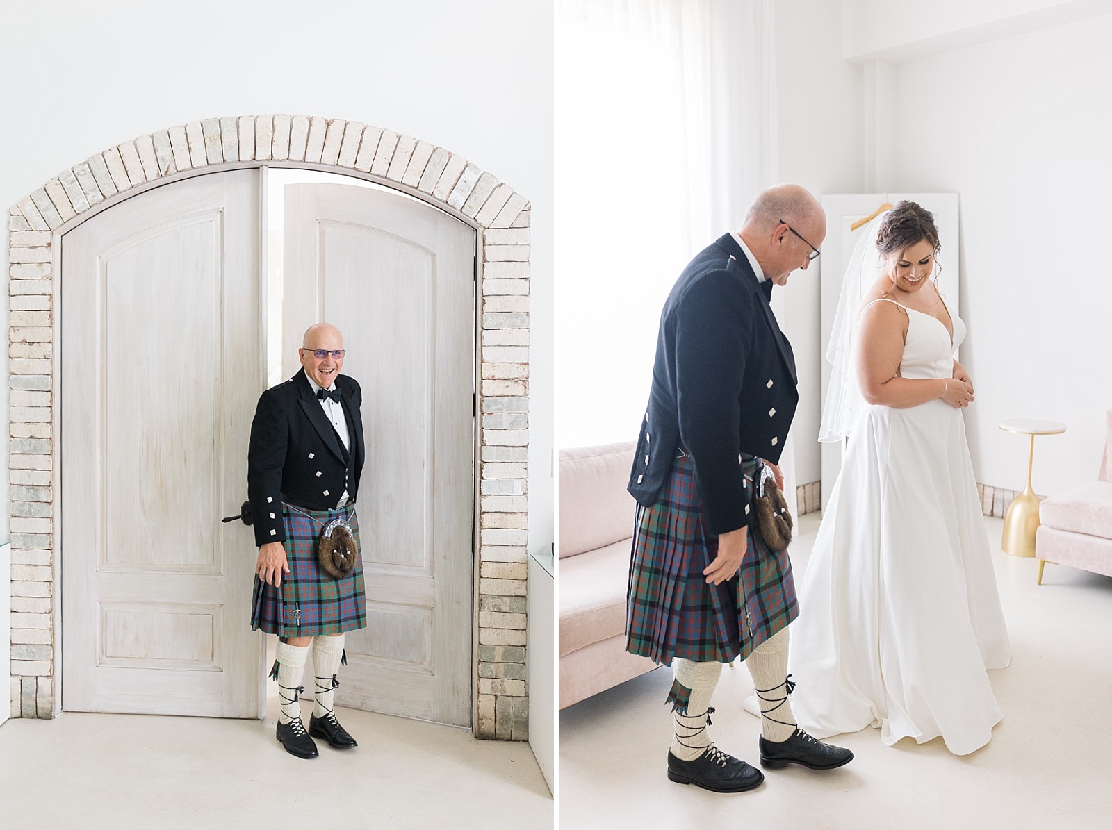 First look with dad at Wrightsville Manor in Wilmington | North Carolina Wedding Photographer