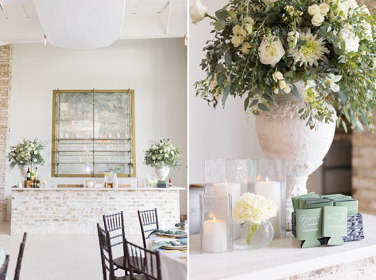 Sage green wedding reception at Wrightsville Manor in Wilmington | North Carolina Wedding Photographer