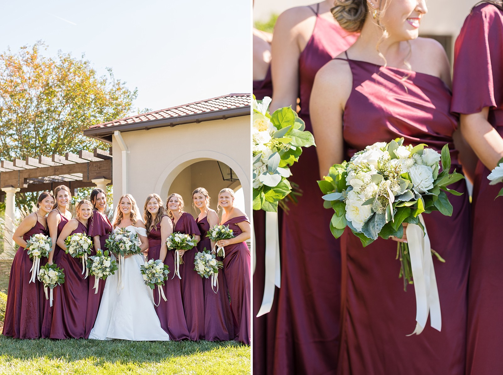 bride with her bridesmaids | Childress Vineyards Wedding | winery wedding | charlottesville | NC Wedding Photographer 