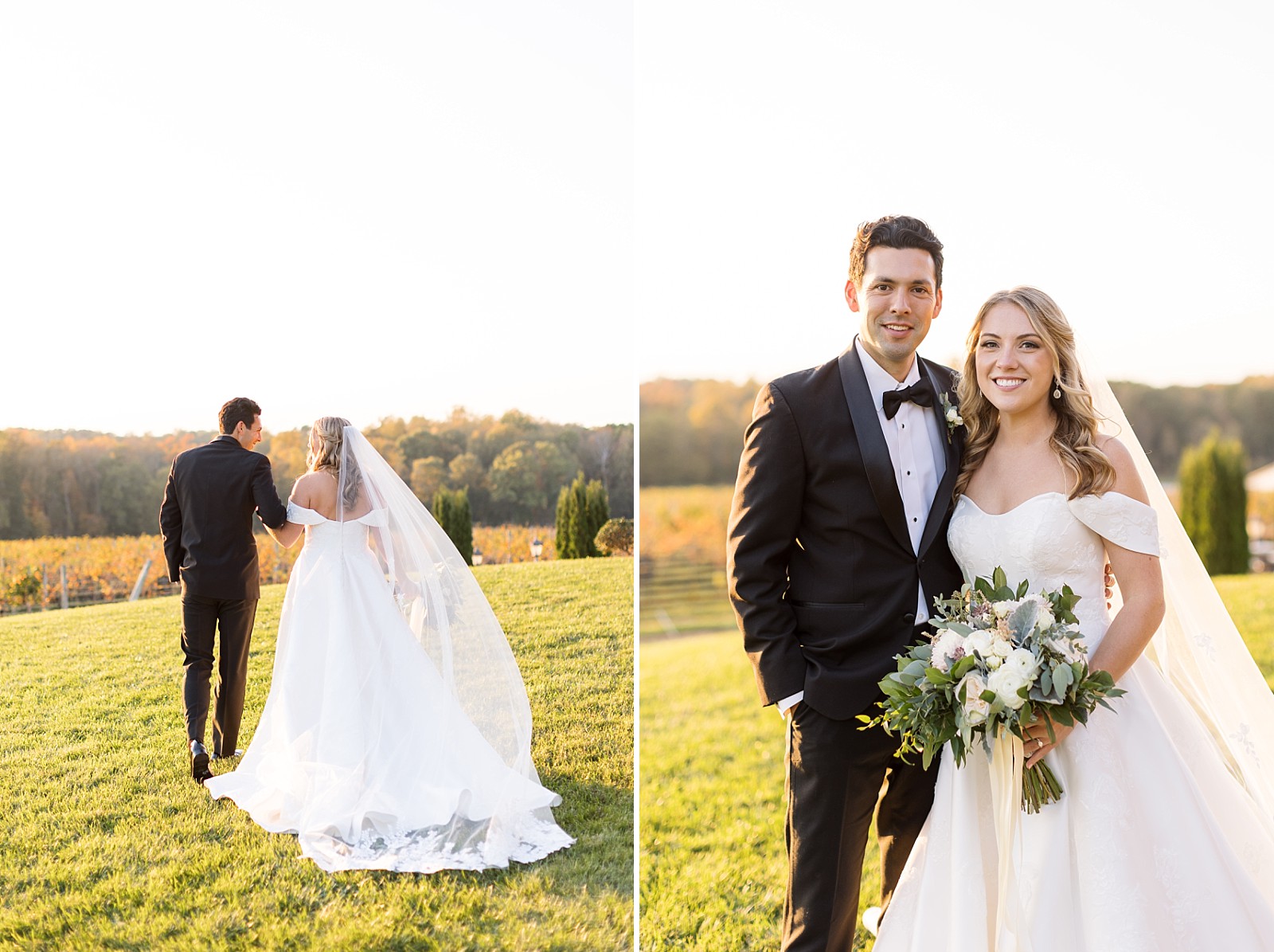 bride and groom walking | Childress Vineyards Wedding | winery wedding | charlottesville | NC Wedding Photographer 