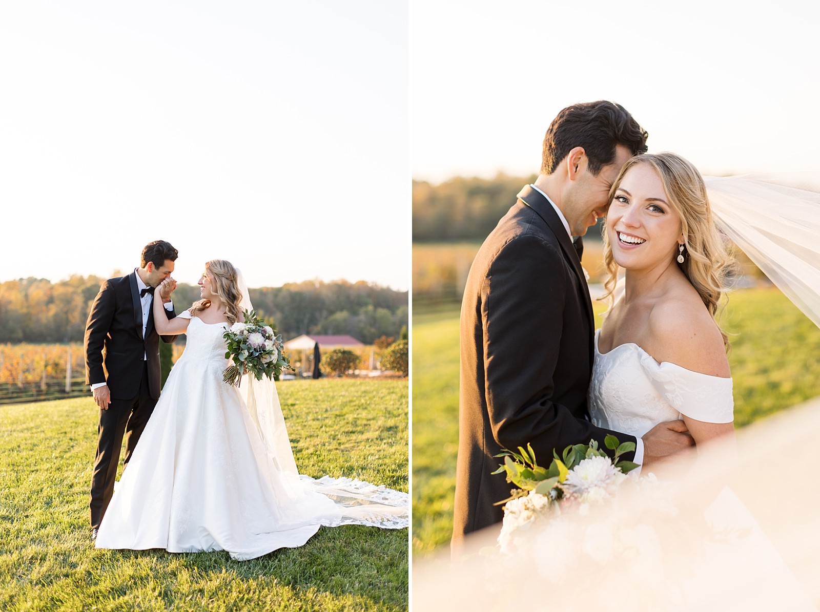 groom kissing brides hand | Childress Vineyards Wedding | winery wedding | charlottesville | NC Wedding Photographer 