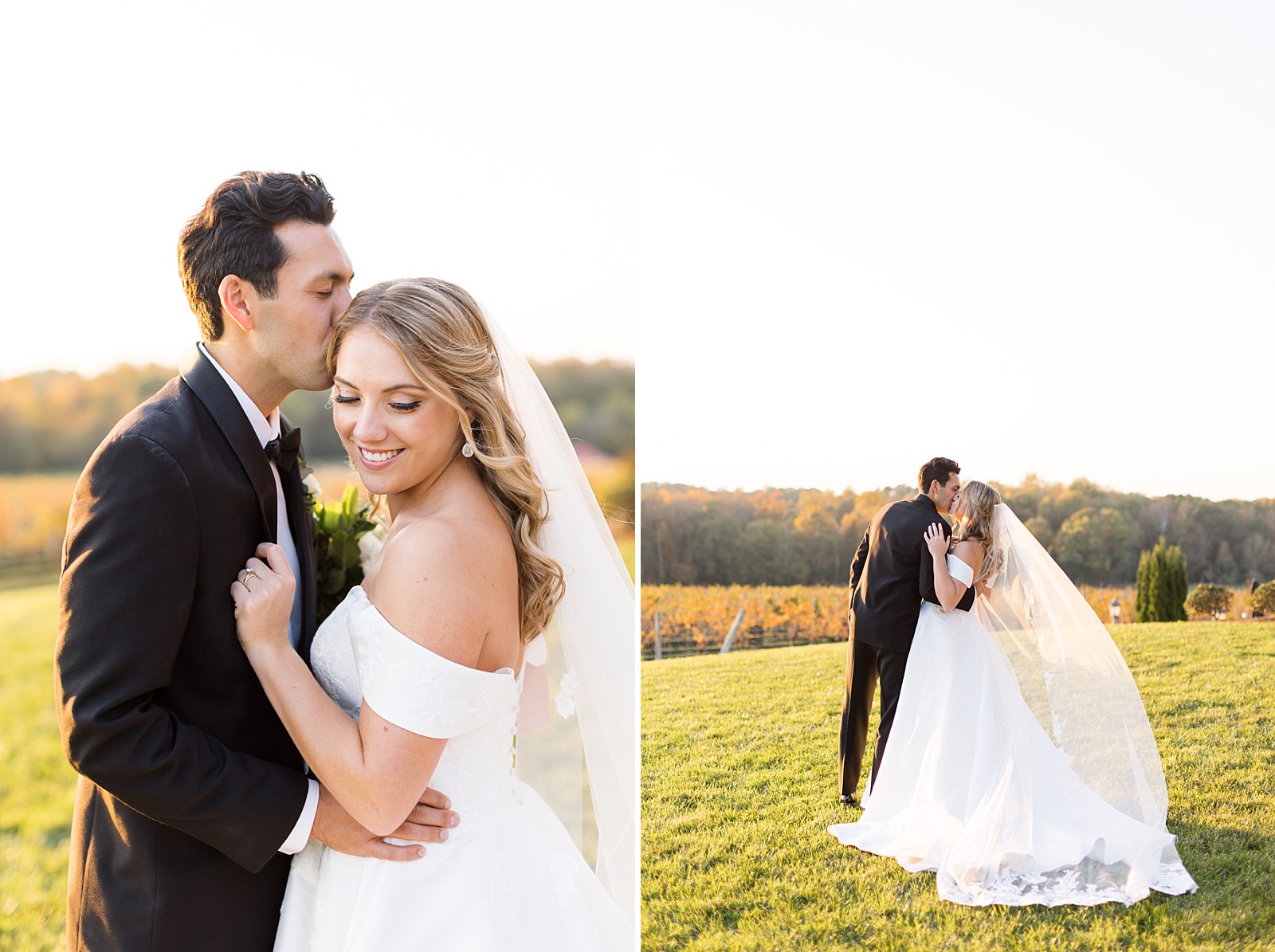 bride and groom kissing | Childress Vineyards Wedding | winery wedding | charlottesville | NC Wedding Photographer 