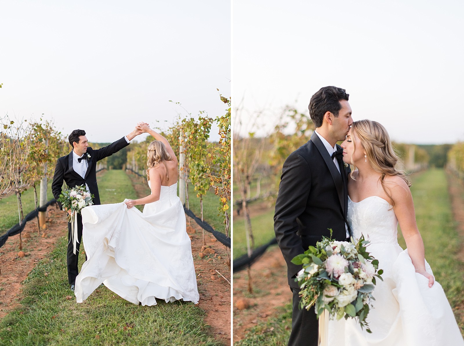 bride and groom dancing in the vineyard | Childress Vineyards Wedding | winery wedding | charlottesville | NC Wedding Photographer 