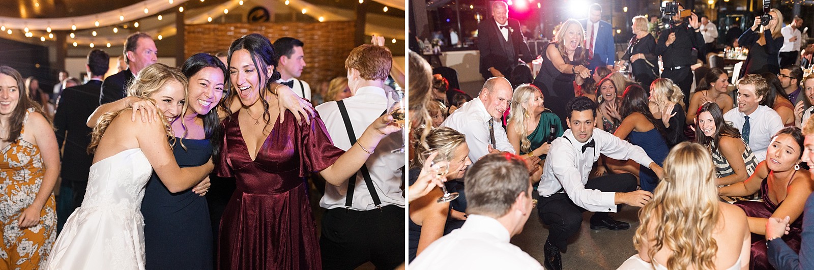 wedding guests celebrating and dancing  Childress Vineyards Wedding  | NC Wedding Photographer 