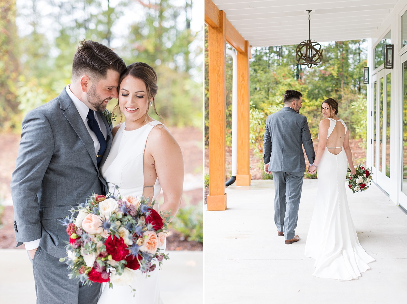 Bride and groom outside |The Upchurch in Cary NC | Raleigh NC Wedding Photography