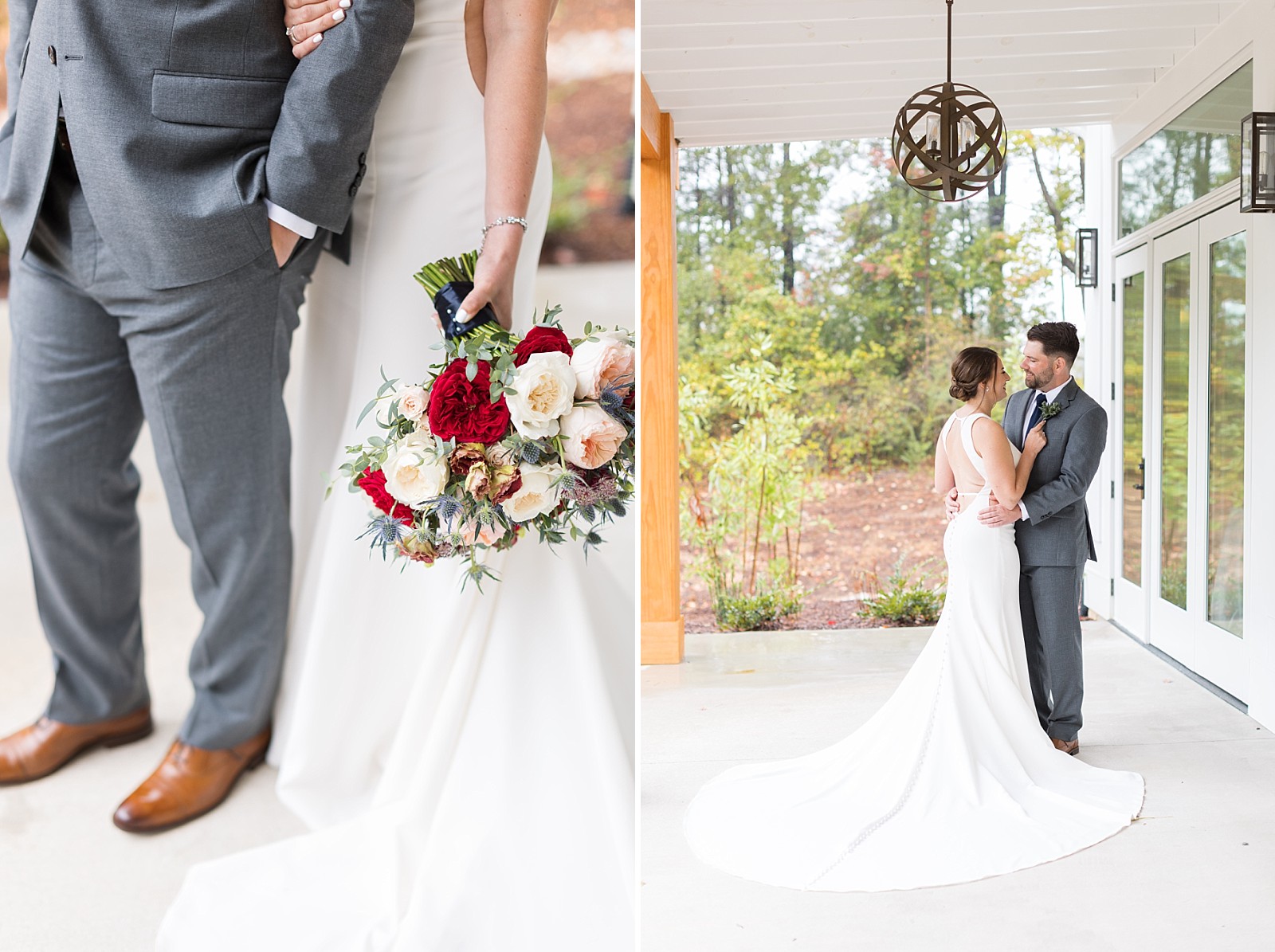 Bride and groom  and bridal bouquet | Raleigh NC Wedding Photography