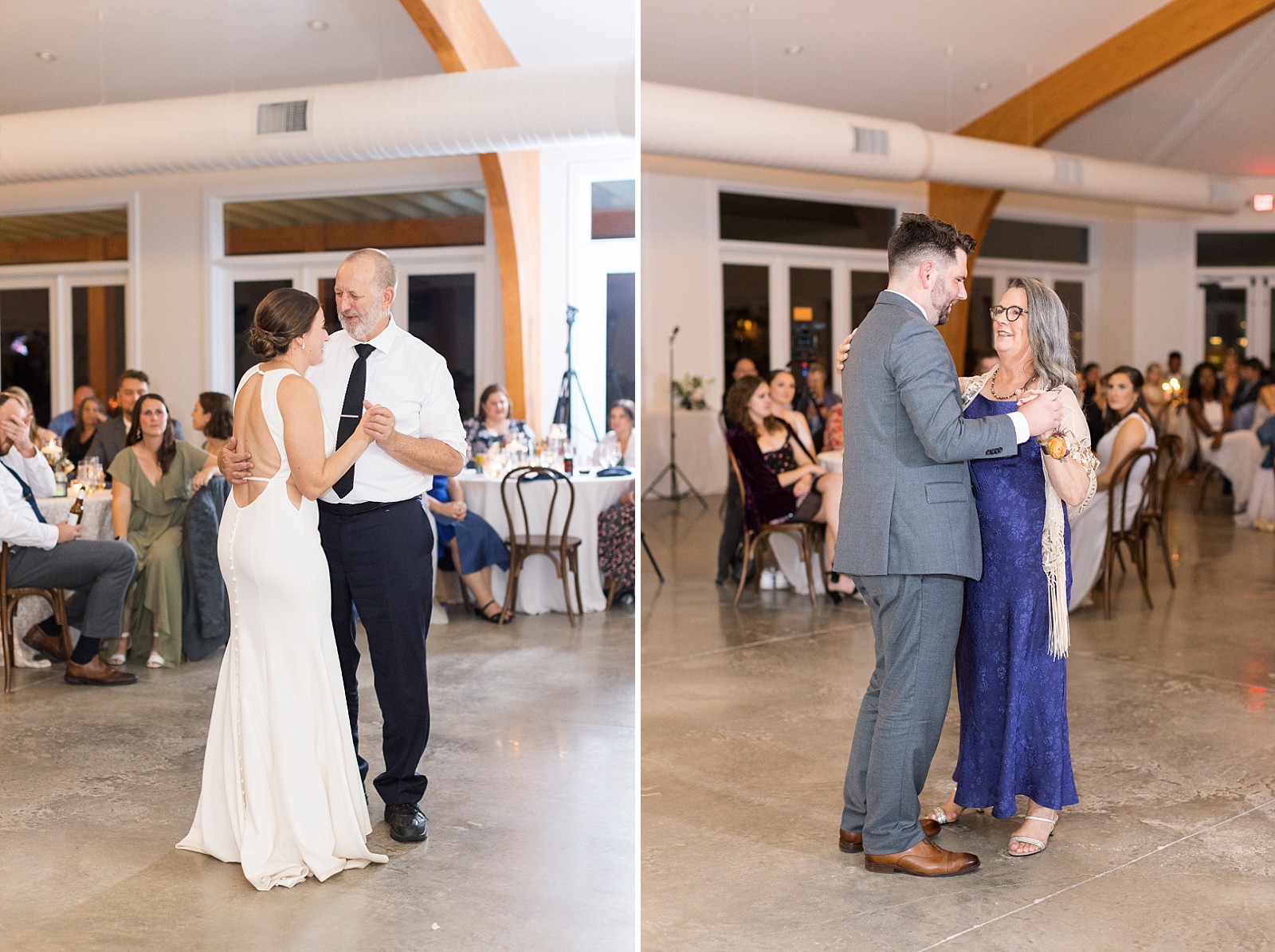 Father daughter and mother son dance bride and groom entering reception at The Upchurch in Cary NC | Raleigh NC Wedding Photography | Sarah Hinckley Photography