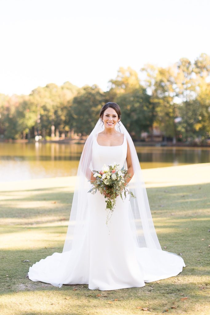 bride holding  her bouquet | Bentwinds Country Club Wedding | Fall Wedding | North Carolina Wedding | Raleigh NC Wedding Photographer | Sarah Hinckley Photography