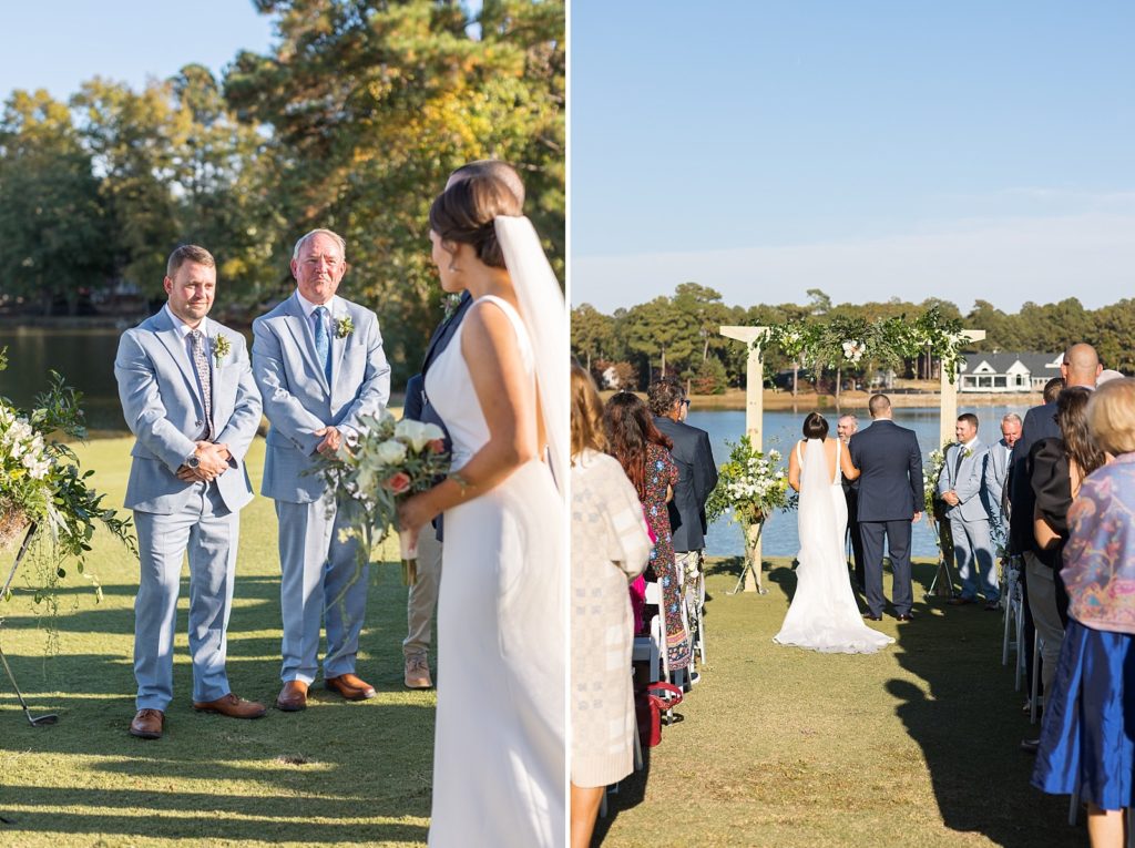 bride approaching the alter  | Bentwinds Country Club Wedding | Fall Wedding | North Carolina Wedding 