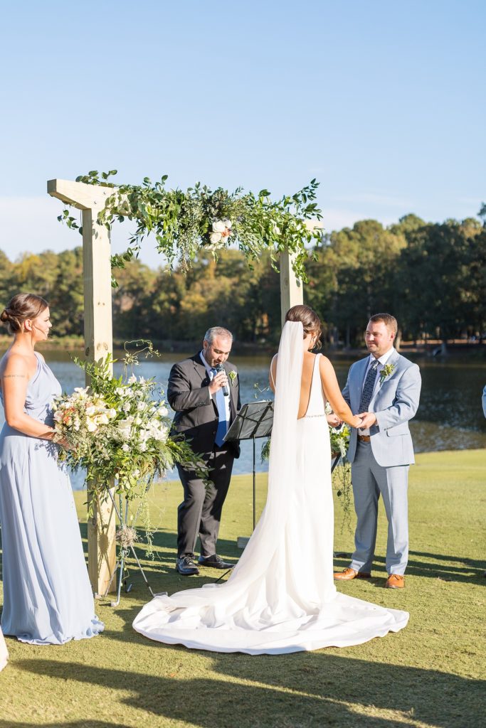 bride and groom at their ceremony  | Bentwinds Country Club Wedding | Fall Wedding | North Carolina Wedding | Raleigh NC Wedding Photographer | Sarah Hinckley Photography