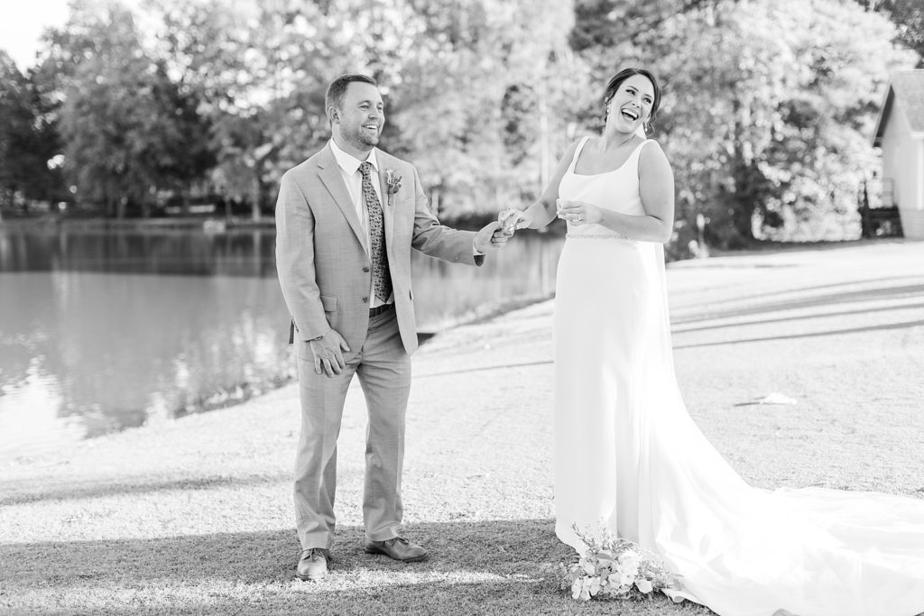 bride and groom taking a tequila shot| Bentwinds Country Club Wedding | Fall Wedding | Sarah Hinckley Photography