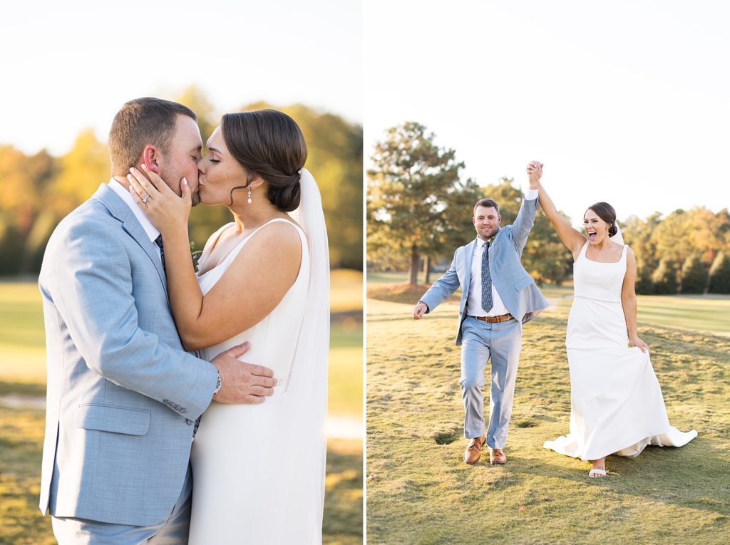 bride and groom kissing and celebrating | North Carolina Wedding | Raleigh NC Wedding Photographer | Sarah Hinckley Photography
