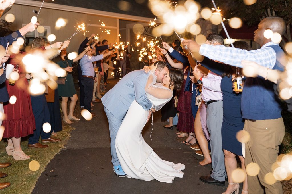 bride and groom sparkler exit | Fall Wedding | North Carolina Wedding | Raleigh NC Wedding Photographer
