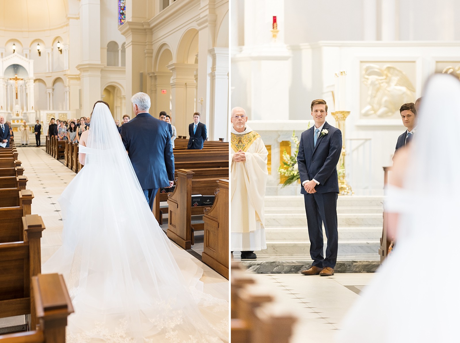 bride walking down the aisle  | Raleigh NC Wedding Photographer