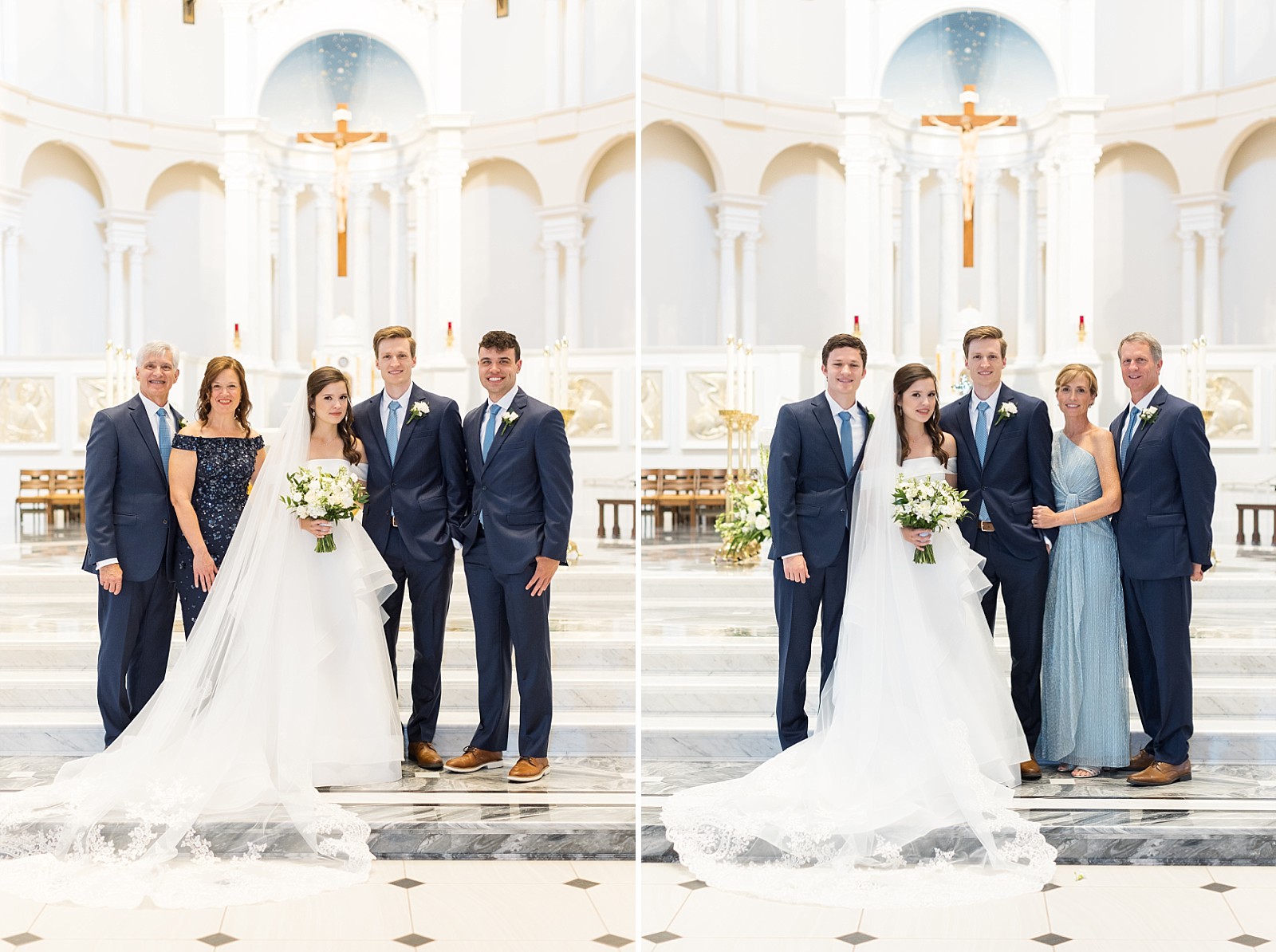 Bride and groom with their families  | Fall Wedding at The Meadows in Raleigh | Raleigh NC Wedding Photographer