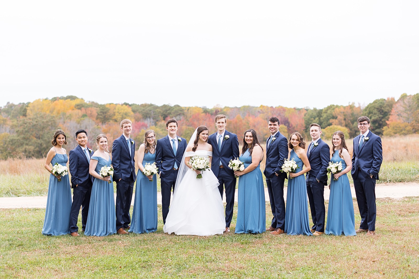 Wedding party attire inspiration | Fall Wedding at The Meadows in Raleigh | Raleigh NC Wedding Photographer