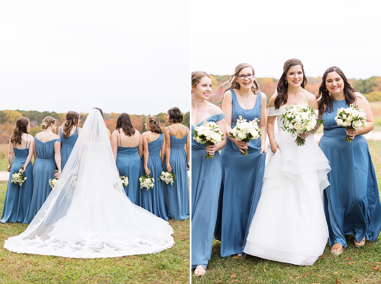 Bridal party dress details | Fall Wedding at The Meadows in Raleigh | Raleigh NC Wedding Photographer