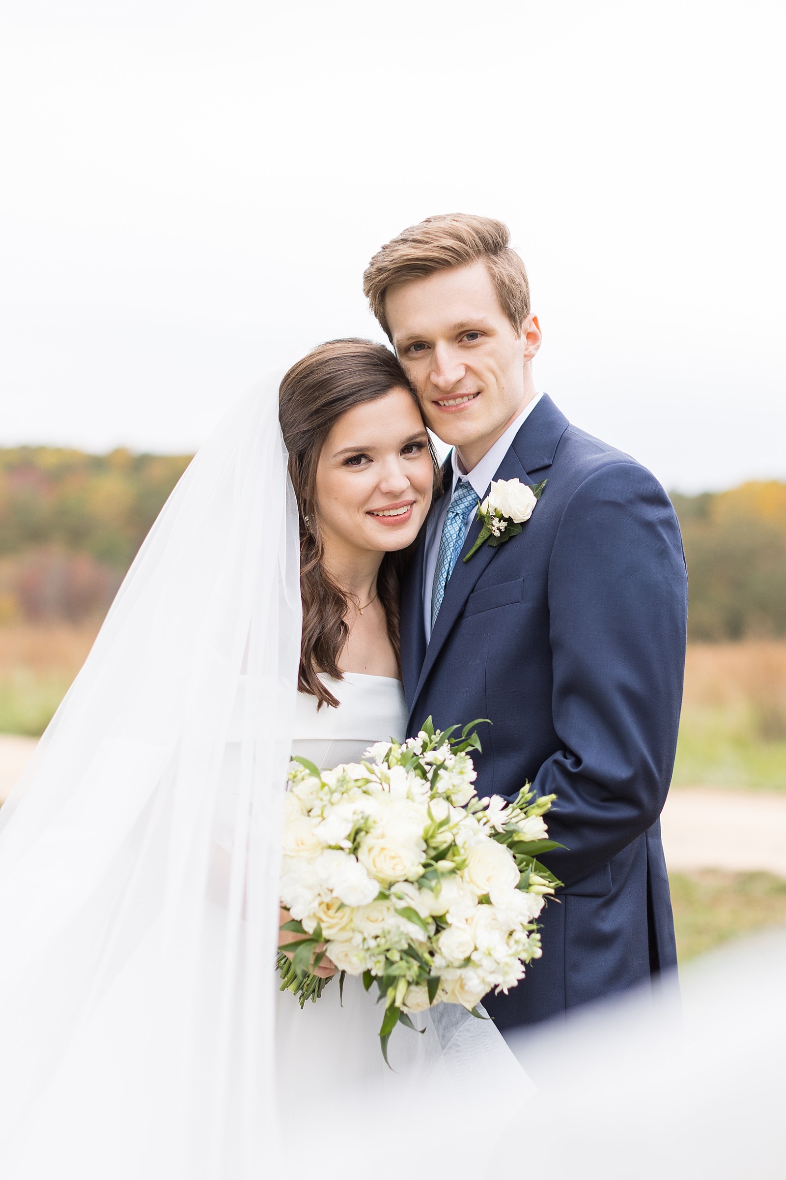 Bride and groom | Fall Wedding at The Meadows in Raleigh | Raleigh NC Wedding Photographer