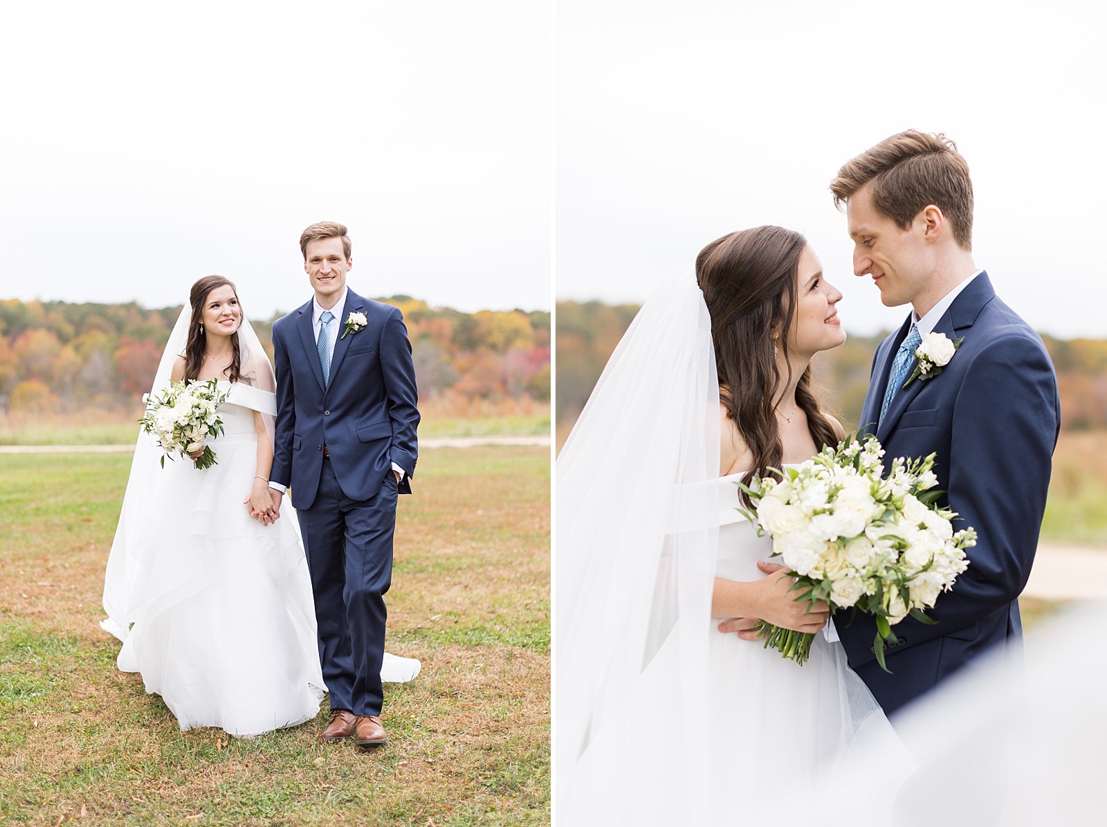 Bride and groom | Fall Wedding at The Meadows in Raleigh | Raleigh NC Wedding Photographer