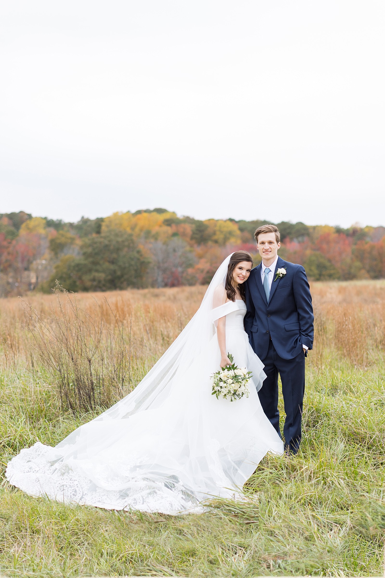 Fall leave backdrops | Fall Wedding at The Meadows in Raleigh | Raleigh NC Wedding Photographer