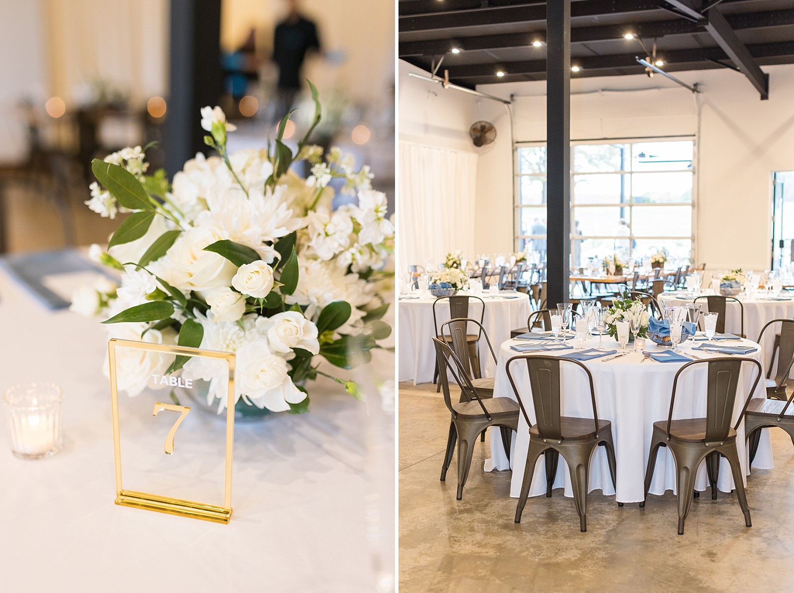 Table number details and photo of receptions  | The Meadows in Raleigh | Raleigh NC Wedding Photographer