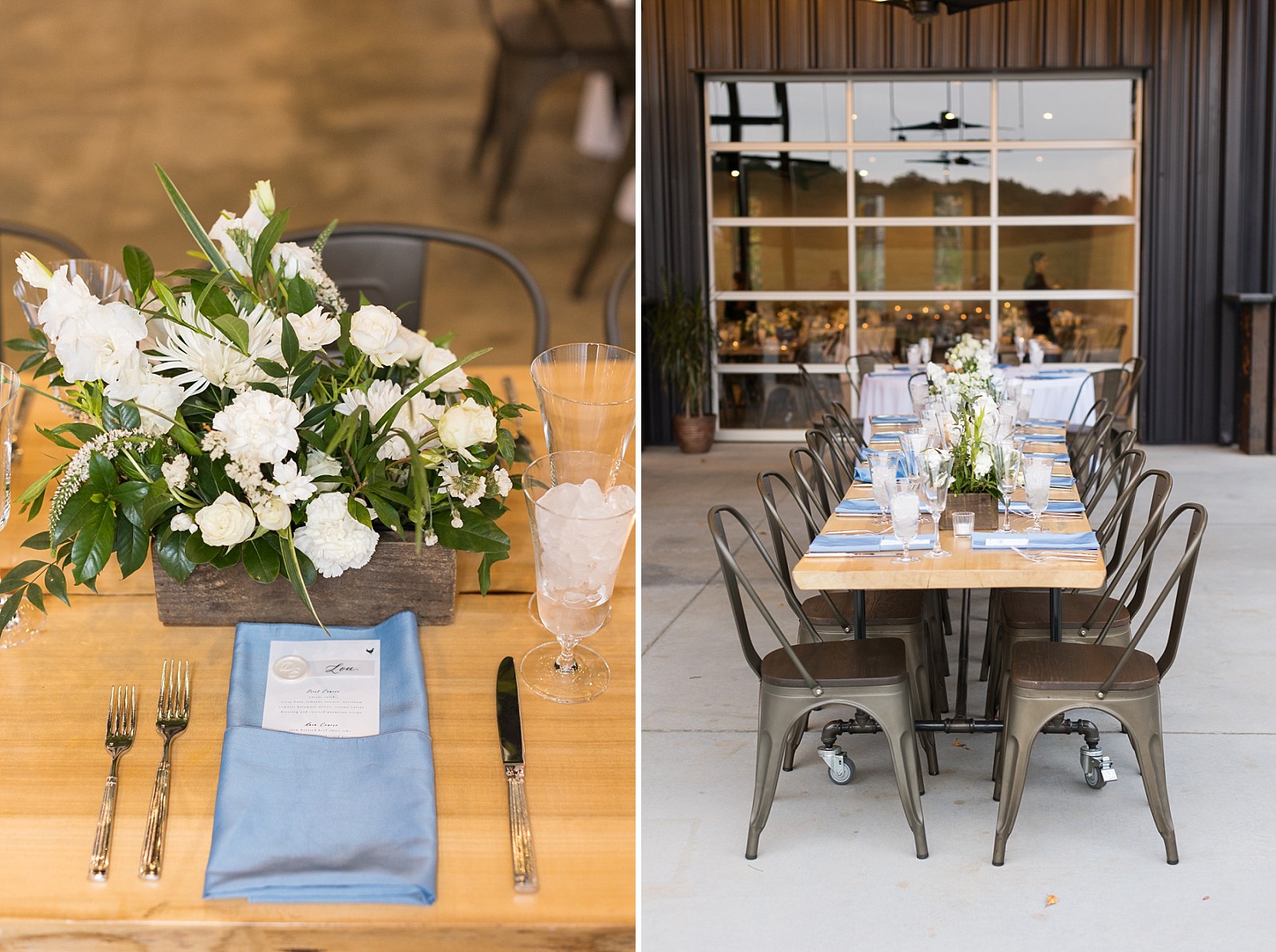 place setting details and reception table | The Meadows in Raleigh | Raleigh NC Wedding Photographer