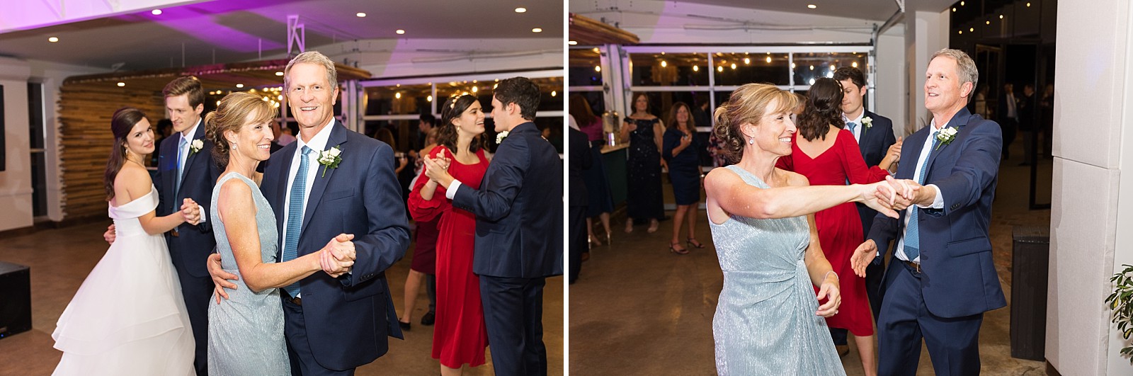 parents of the groom dancing  | The Meadows in Raleigh | Raleigh NC Wedding Photographer
