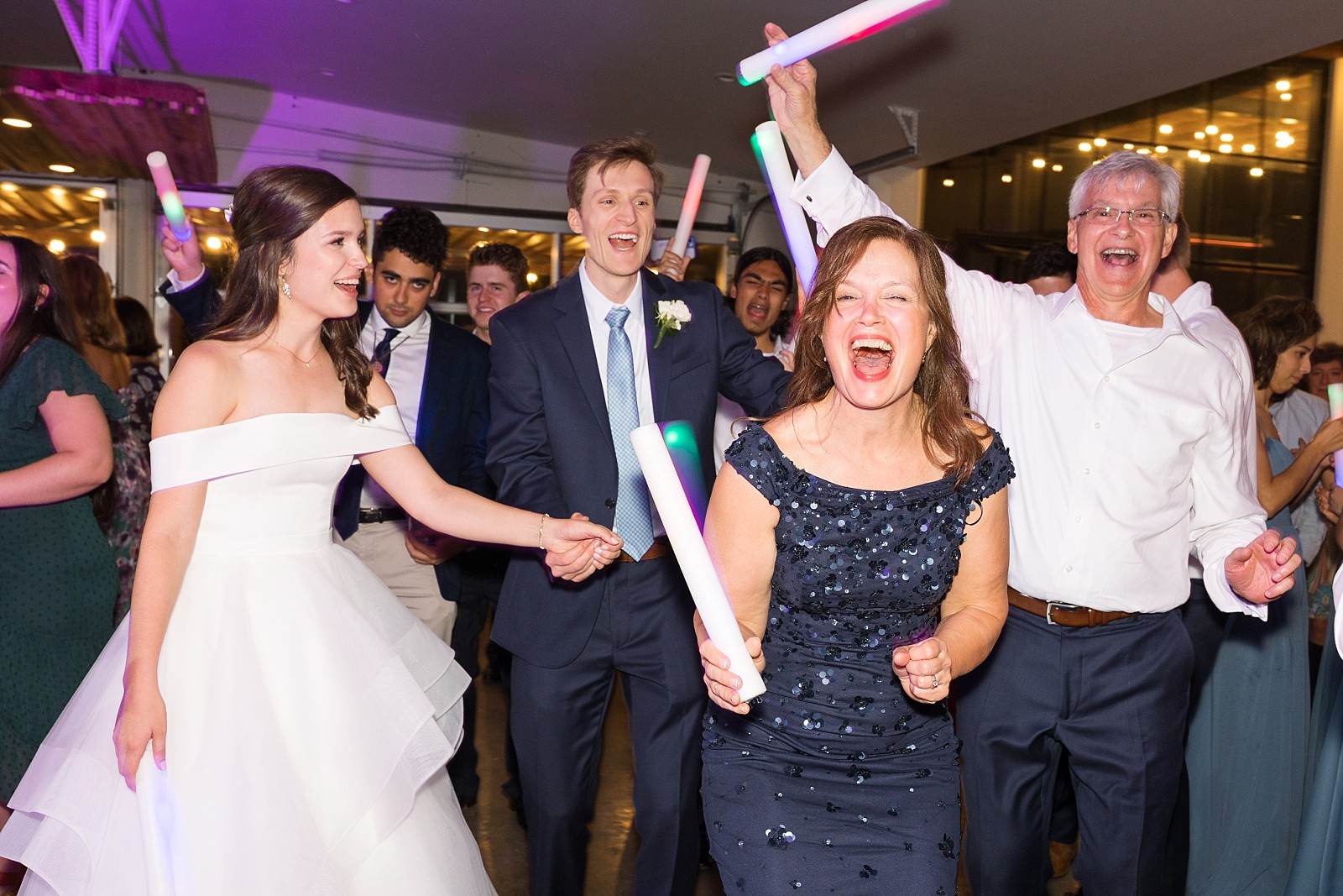 glow sticks at wedding reception  | The Meadows in Raleigh | Raleigh NC Wedding Photographer