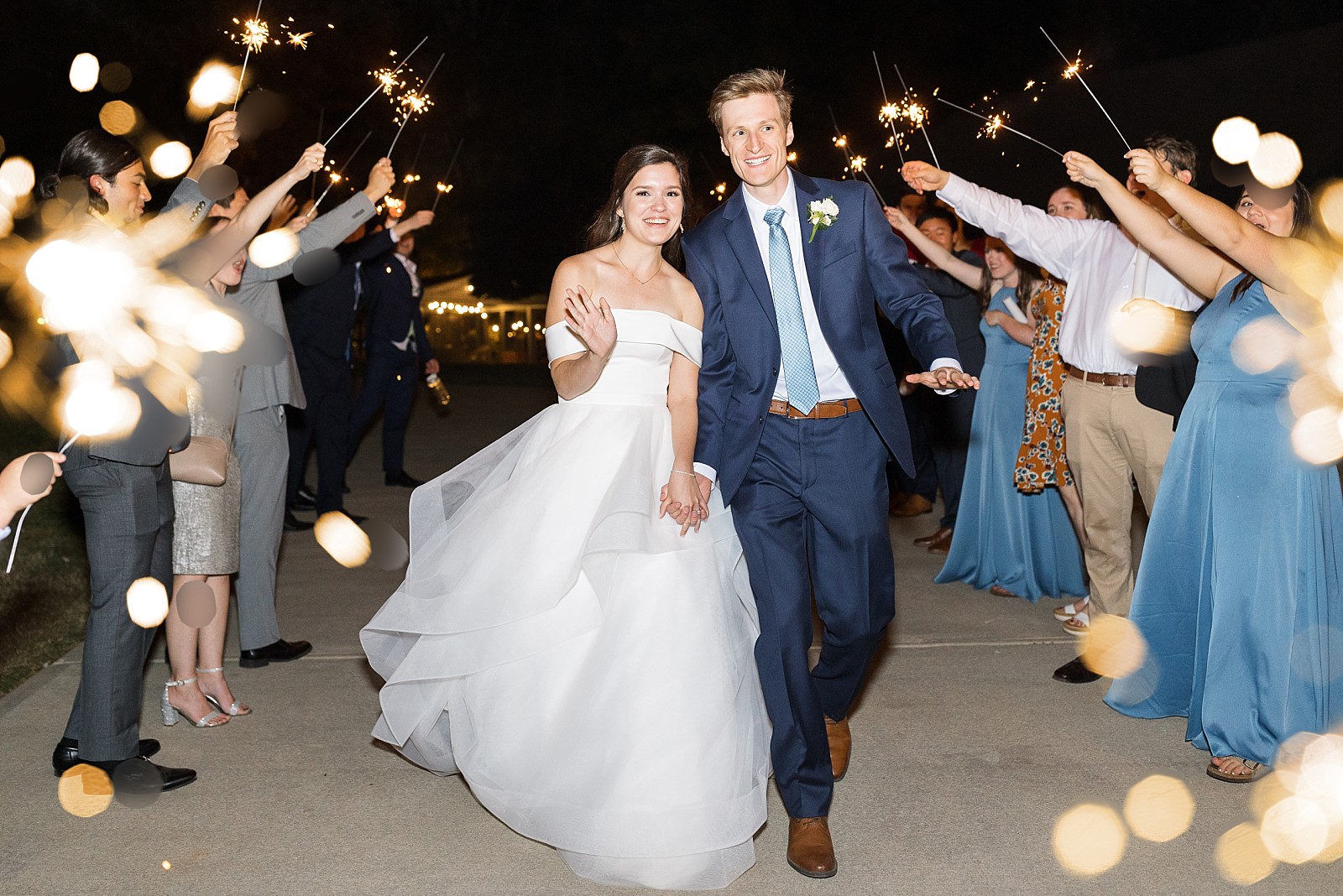 sparkler exit | Fall wedding at The Meadows in Raleigh | Raleigh NC Wedding Photographer